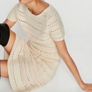 Zara Knit cream crochet dress medium